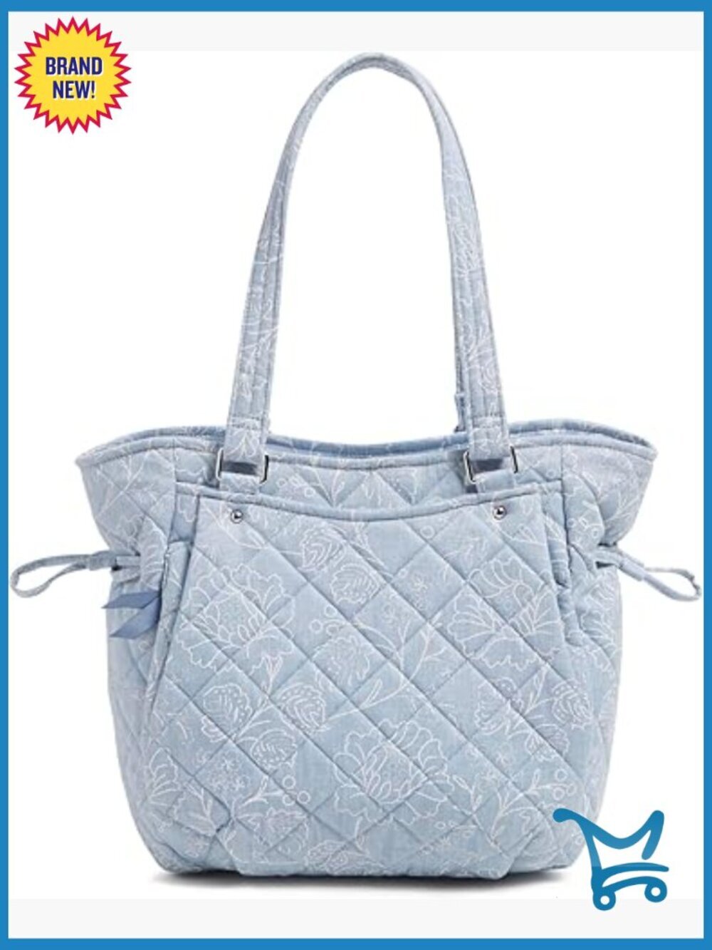 Recycled Cotton Satchel Purse with Adjustable Drawstring and Multiple Pockets